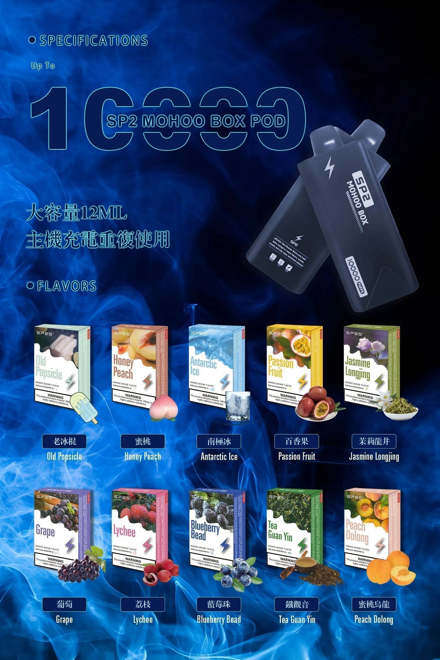 SP2 MOHOO BOX POD 魔盒煙彈|12ML大容量煙彈|SP2專用換彈式電子煙煙彈-VAKA糖果雲煙館