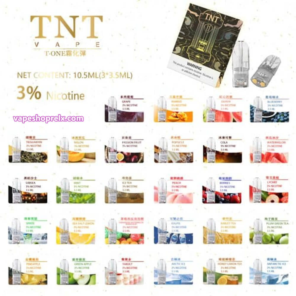 TNT煙彈|TNT Vape替換煙彈|多種水果風味選擇|濃郁口感穩定霧化體驗|電子煙配件-台灣現貨