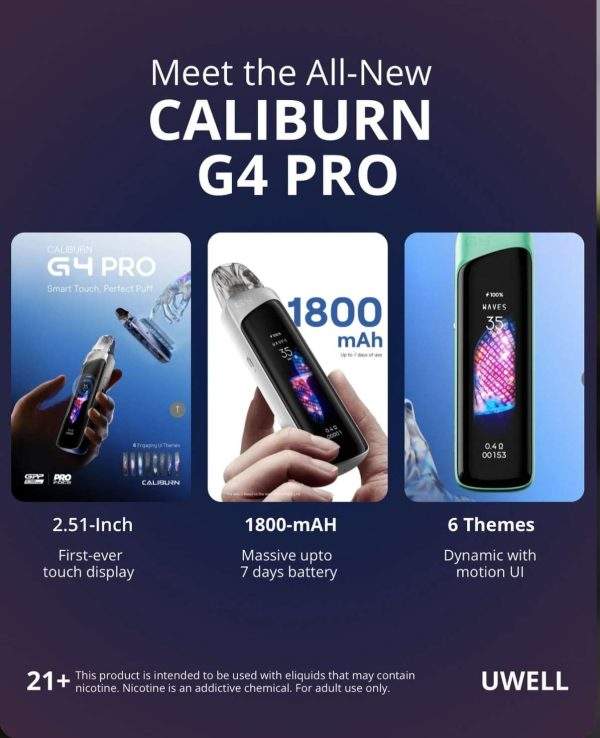Uwell Caliburn G4 Pro 主機|35W智慧電子煙主機|彩色螢幕・Type-C快充|台灣現貨