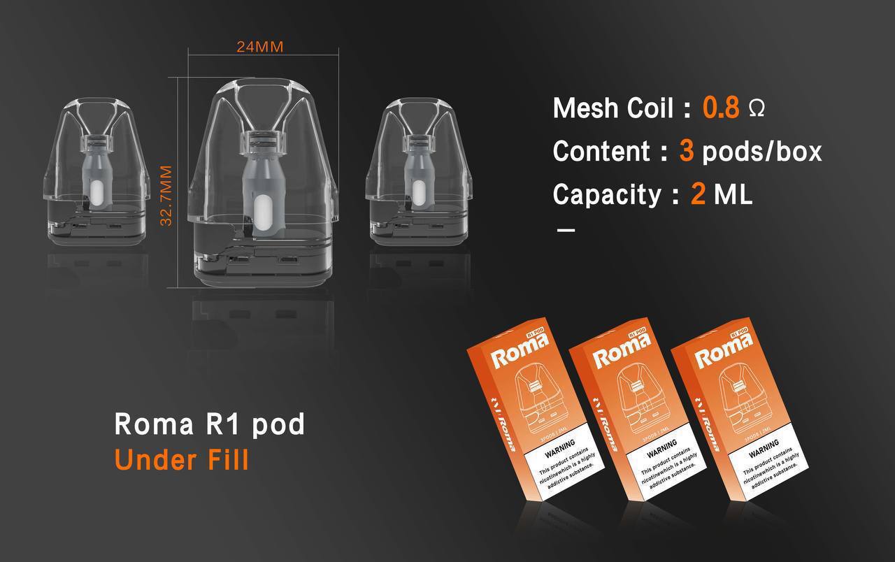 Roma R1 注油式主機|300mAh 智慧螢幕|7-30W 功率可調|Type-C 快充-台灣現貨