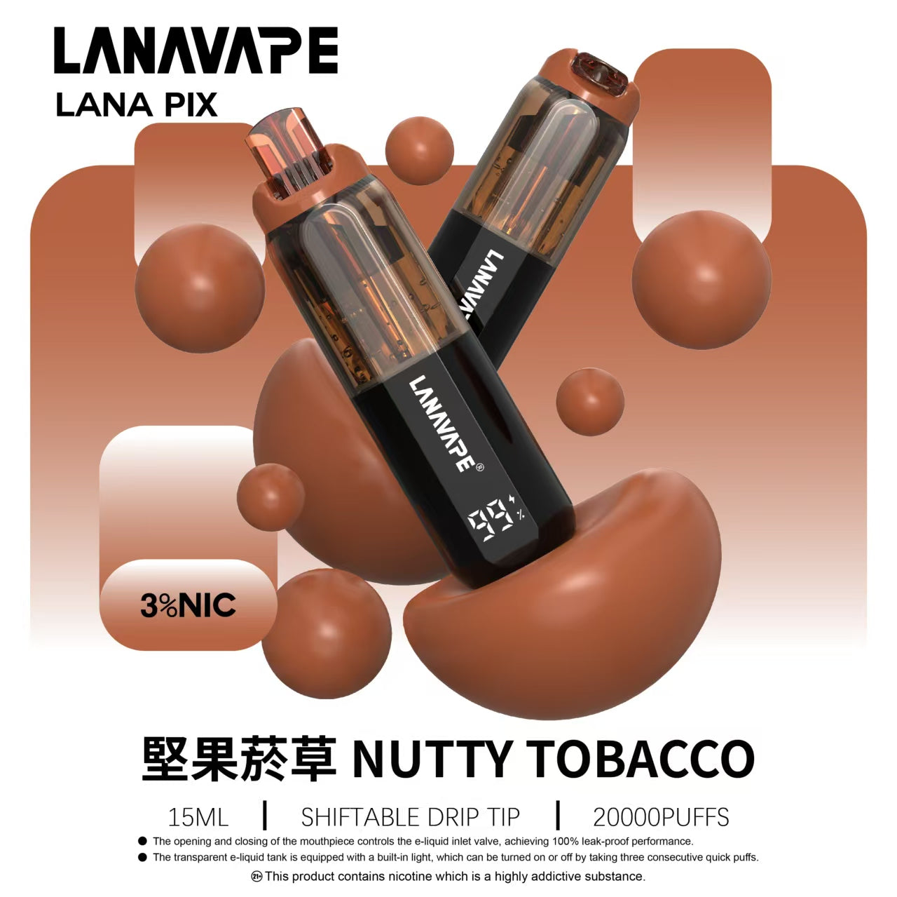 LANA PIX 閃光彈 20000口拋棄式電子煙｜15ML大容量煙油｜Mesh網狀霧化芯｜LED燈效｜Type-C充電一次性電子煙-VAKA糖果雲煙館
