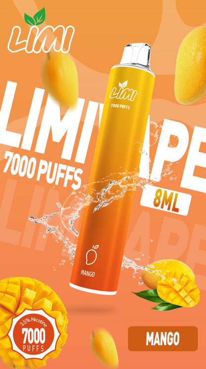 LIMI 7000口拋棄式電子煙｜大容量一次性VAPE｜長效續航水果冰感口味電子煙-VAKA糖果雲煙館