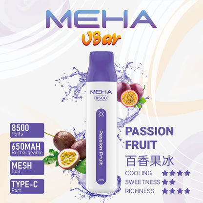 【MEHA VBar 魅嗨小白條】 一次性8500口拋棄式｜長效續航一次性 Vape｜水果冰感口味電子煙-VAKA糖果雲煙館