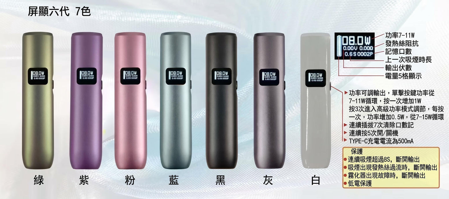 LIMI 六代屏顯電子煙主機｜7-15W智能調壓｜高清螢幕顯示｜六代煙彈通用小煙主機-台灣現貨