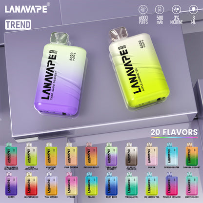 LANA BAR BC 6000 Puffs 拋棄式電子煙｜大容量一次性主機｜Mesh Coil網狀霧化芯｜Type-C快充長續航電子煙-VAKA糖果雲煙館
